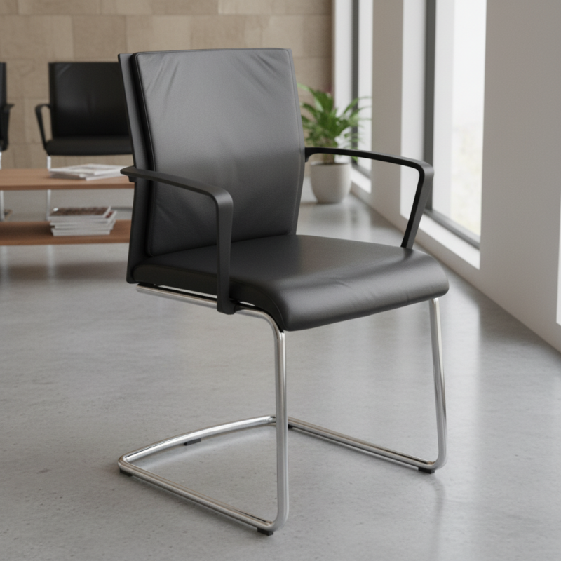 Silla Oficina Confidente Piel Negra de Wendell - Montiel