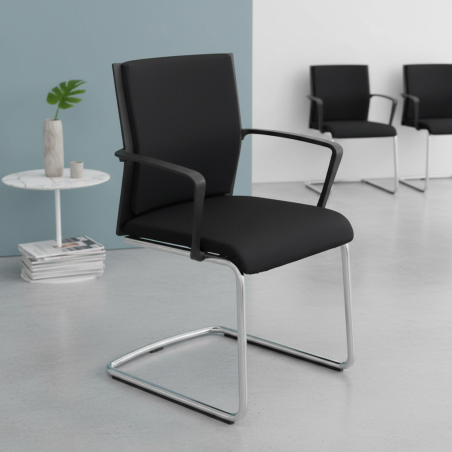 Silla Confidente Tapizada Tela Negra de Wendell - Montiel