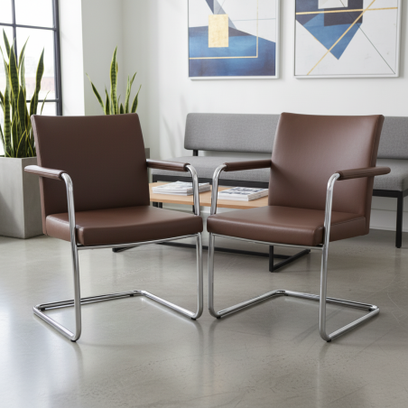 Pack 2 Sillones Símil Piel Marrón MM1733 - Montiel