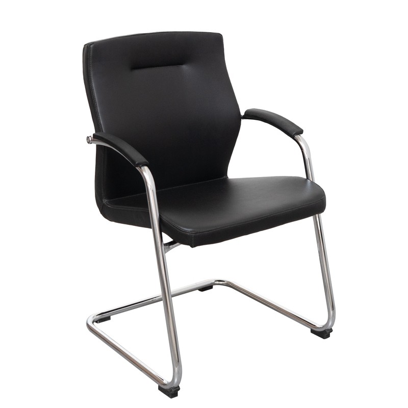 Silla Oficina Tapizada Símil Piel Negra MM1672 de Montiel