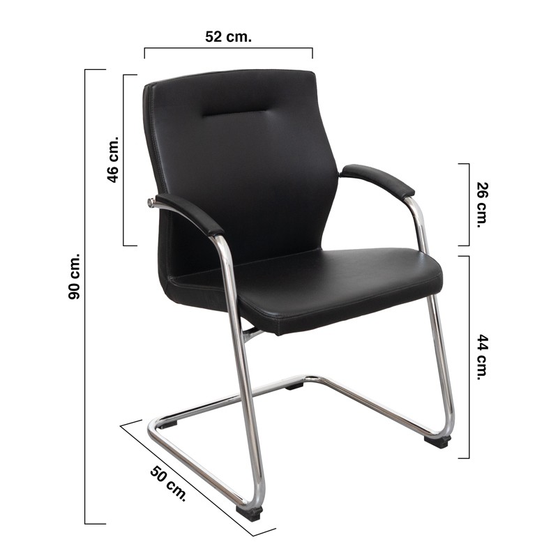 Silla Oficina Tapizada Símil Piel Negra MM1672 de Montiel