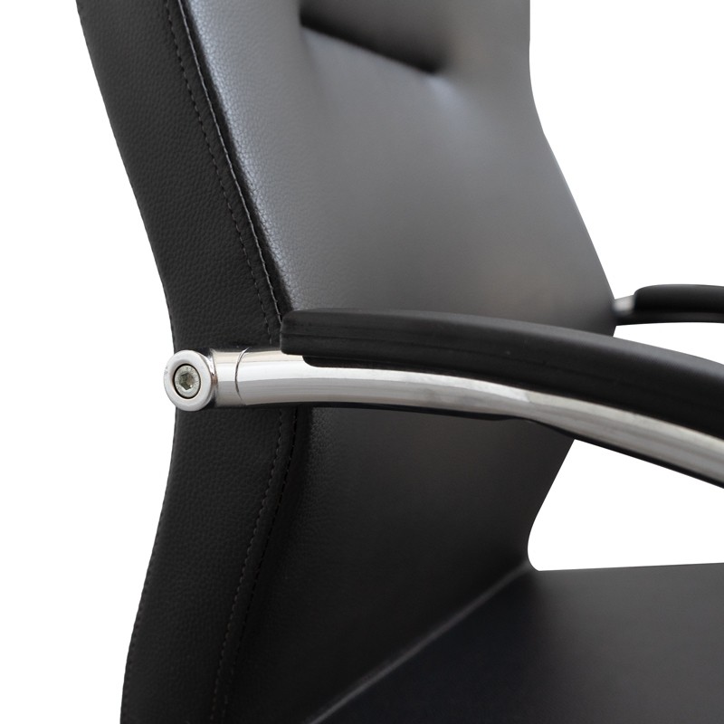 Silla Oficina Tapizada Símil Piel Negra MM1672 de Montiel