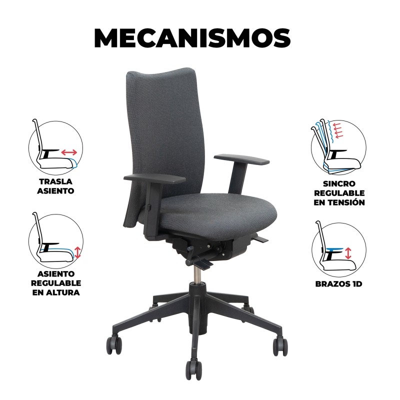 Silla Oficina Ergonómica Brazos 1D Kena de Dynamobel - Montiel