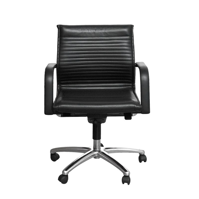 Sillón Despacho Giratorio Piel Negra de Wilkhahn - Montiel