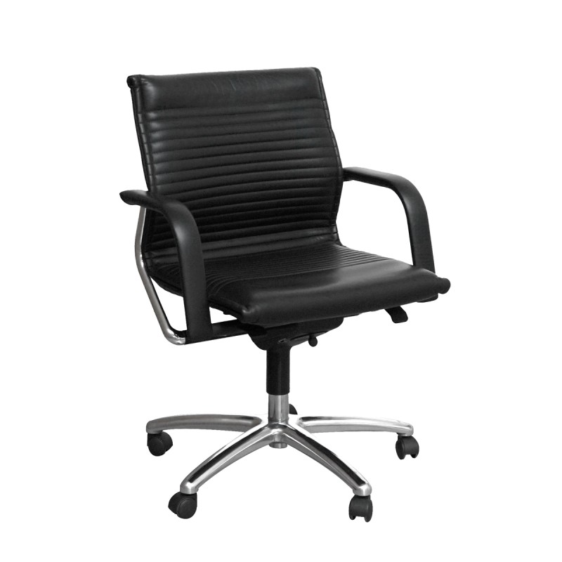 Sillón Despacho Giratorio Piel Negra de Wilkhahn - Montiel