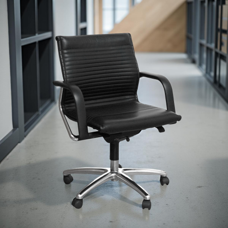 Sillón Despacho Giratorio Piel Negra de Wilkhahn - Montiel