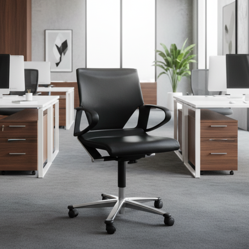 Sillón Oficina Negro de Piel Modus de Wilkhahn - Montiel