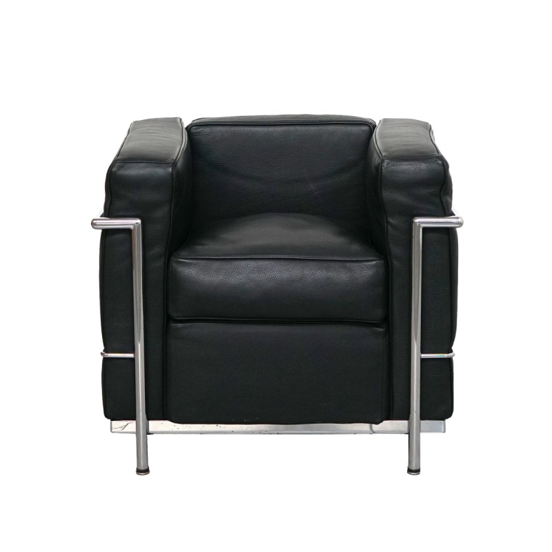 Sofá Individual Negro en Piel Lecor de Kunna - Montiel