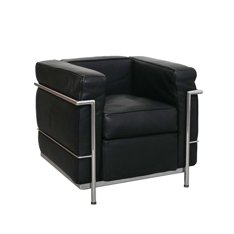 Sofá Individual Negro en Piel Lecor de Kunna - Montiel