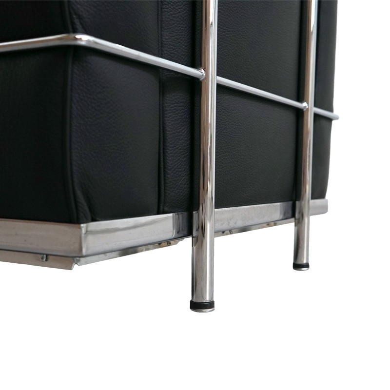 Sofá Individual Negro en Piel Lecor de Kunna - Montiel