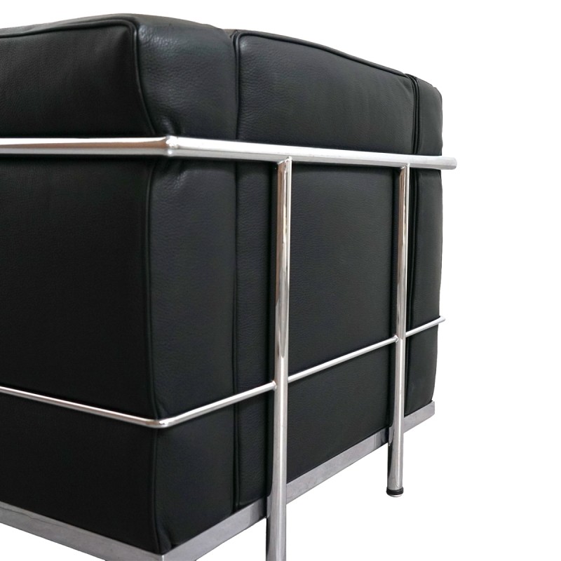 Sofá Individual Negro en Piel Lecor de Kunna - Montiel