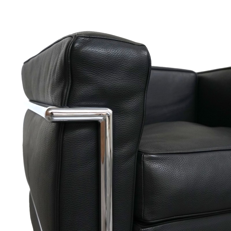 Sofá Individual Negro en Piel Lecor de Kunna - Montiel