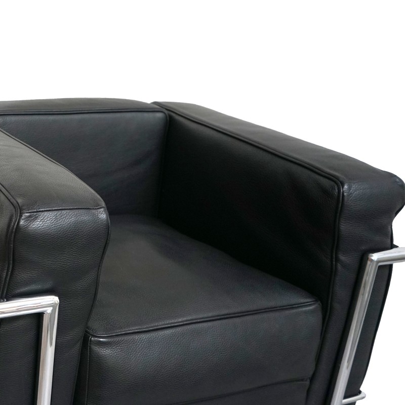 Sofá Individual Negro en Piel Lecor de Kunna - Montiel