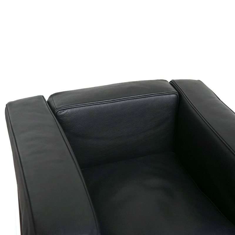 Sofá Individual Negro en Piel Lecor de Kunna - Montiel