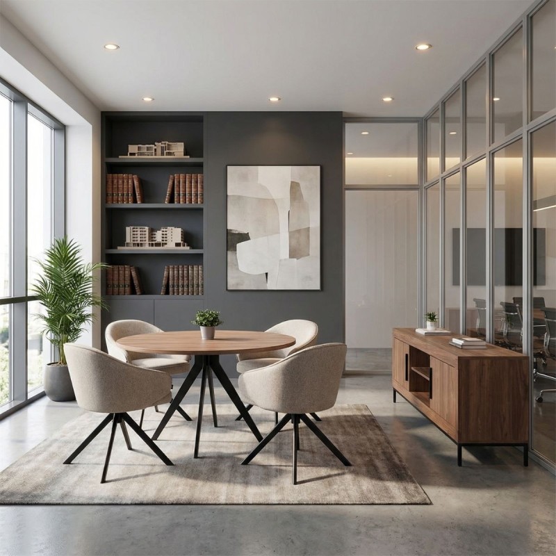 Pack Mesa Redonda Butacas y Aparador de Bogal - Montiel