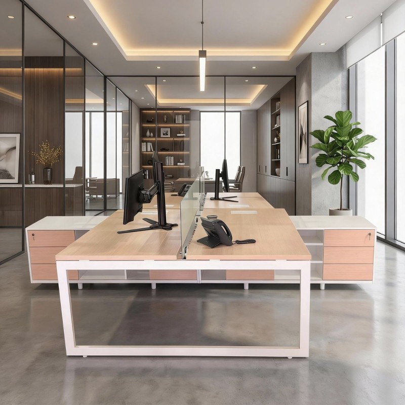 Multipuesto Oficina Dos Puestos Roble de Forma 5 - Montiel