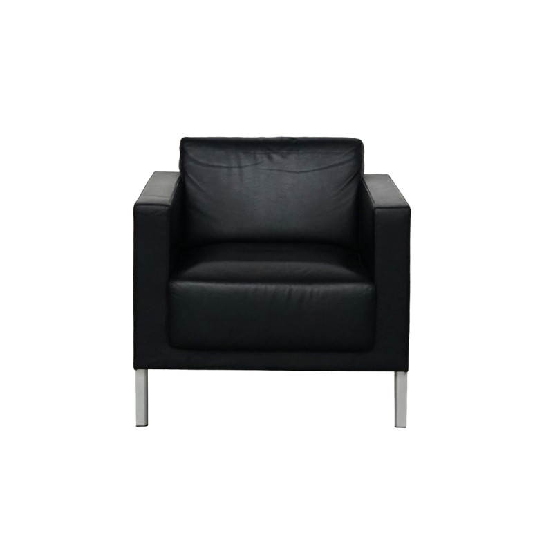 Sillón de Recepción Oficina Negro en Piel de Kron - Montiel