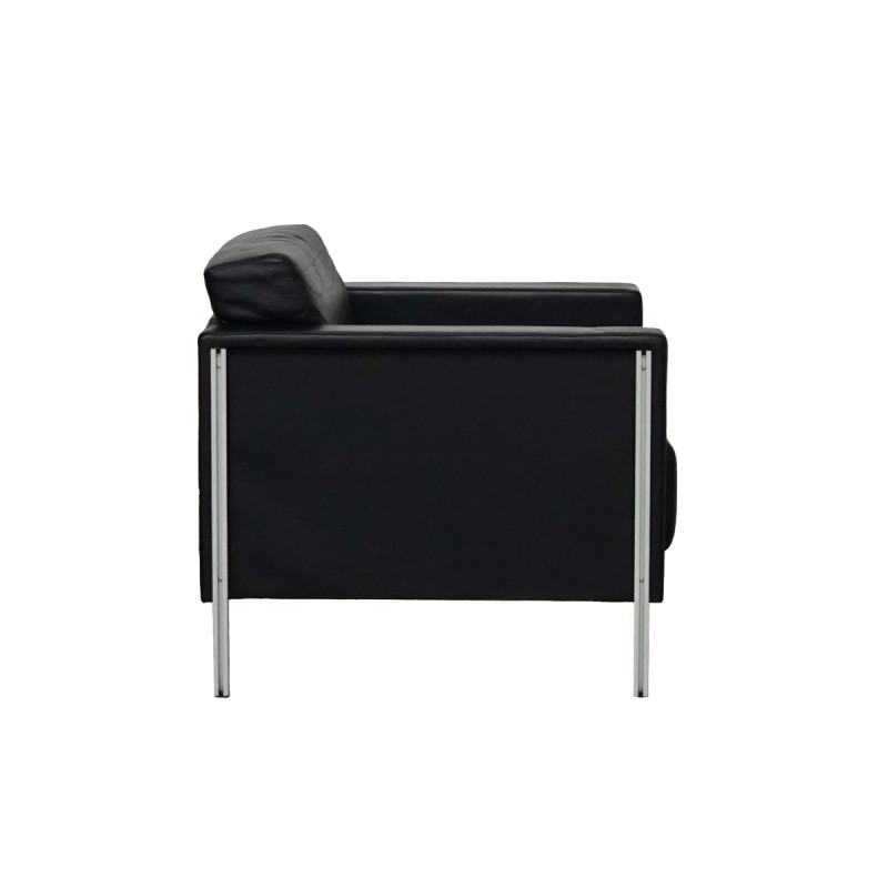 Sillón de Recepción Oficina Negro en Piel de Kron - Montiel