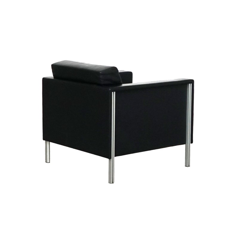 Sillón de Recepción Oficina Negro en Piel de Kron - Montiel