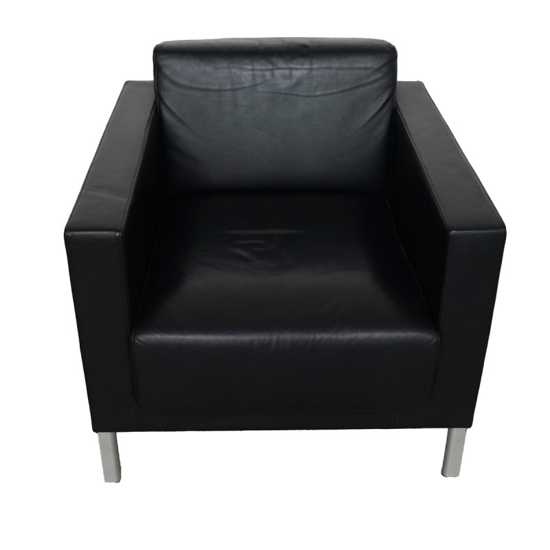 Sillón de Recepción Oficina Negro en Piel de Kron - Montiel