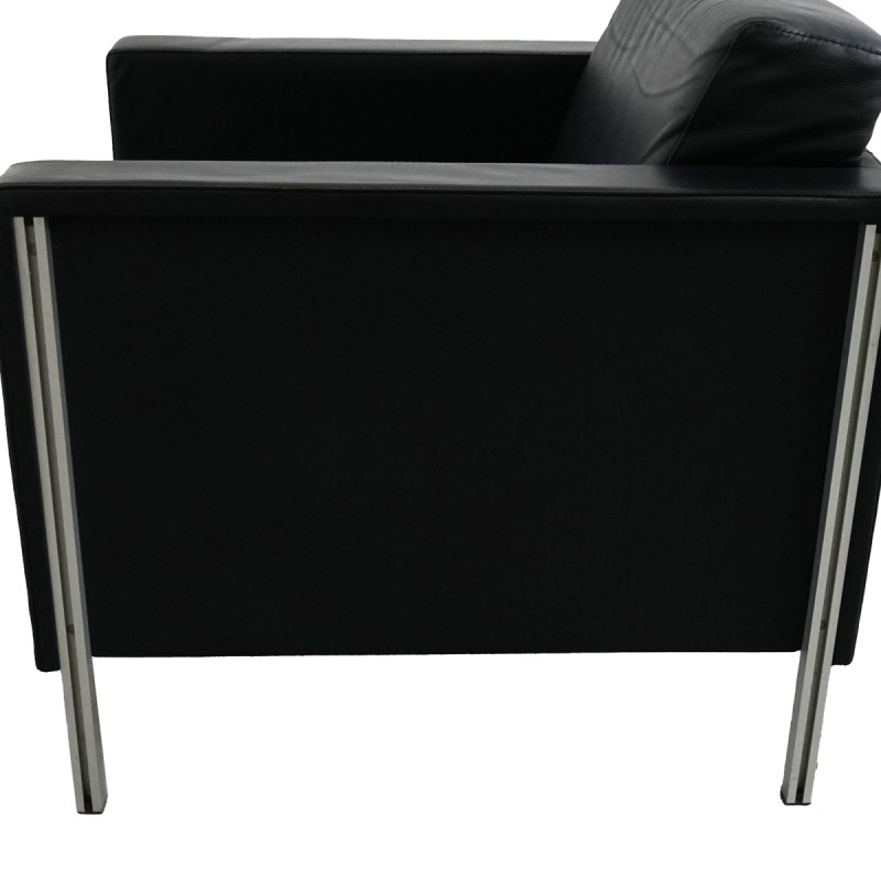 Sillón de Recepción Oficina Negro en Piel de Kron - Montiel