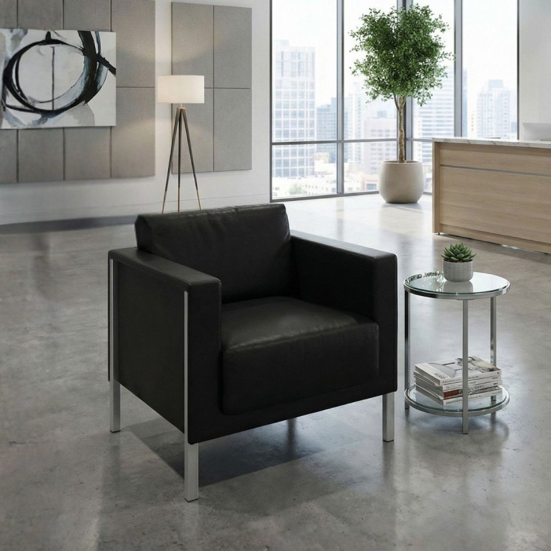 Sillón de Recepción Oficina Negro en Piel de Kron - Montiel