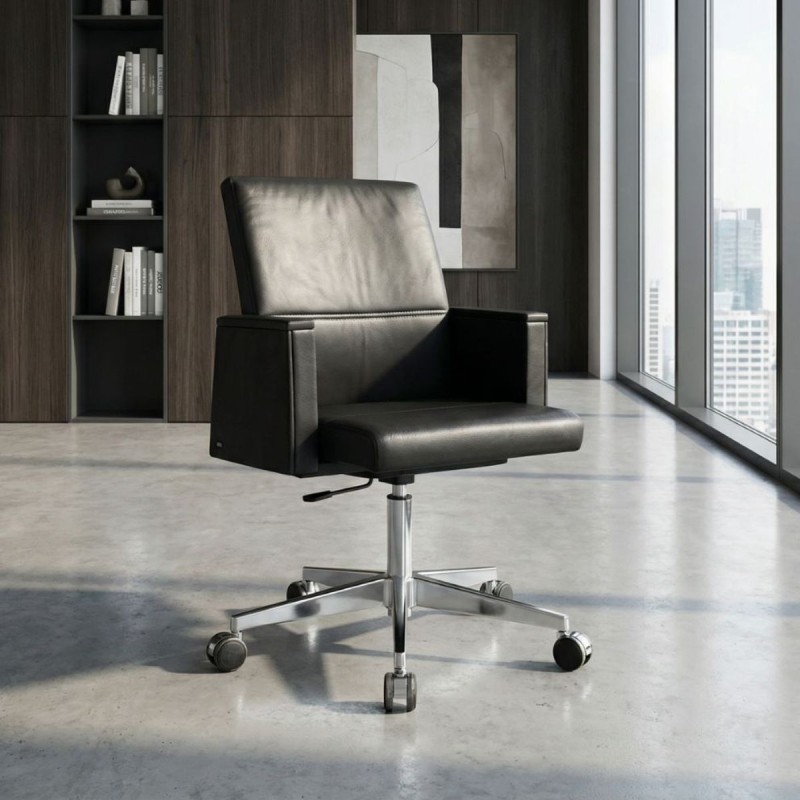 Sillón Negro de Oficina en Piel de Sedus - Montiel