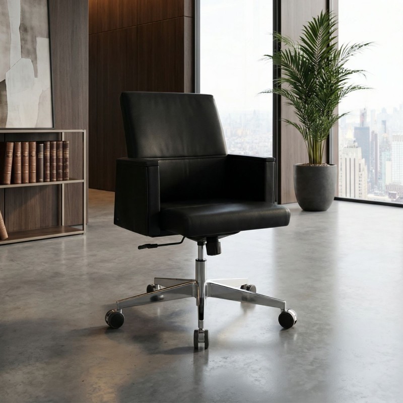 Sillón Negro de Oficina en Piel de Sedus - Montiel