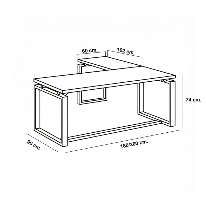 Mesa Dirección de Cristal con Ala Volga de Euromof - Montiel