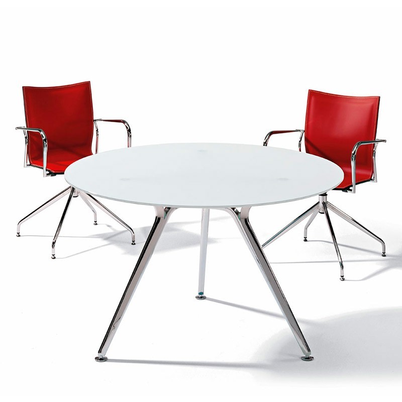 Mesa Reunión Redonda de cristal blanco Arkitek de Actiu