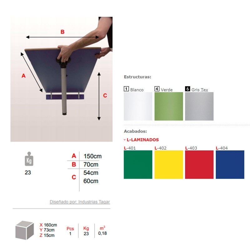 Mesa de Aula Abatible a Pared Modelo 395 de Tagar