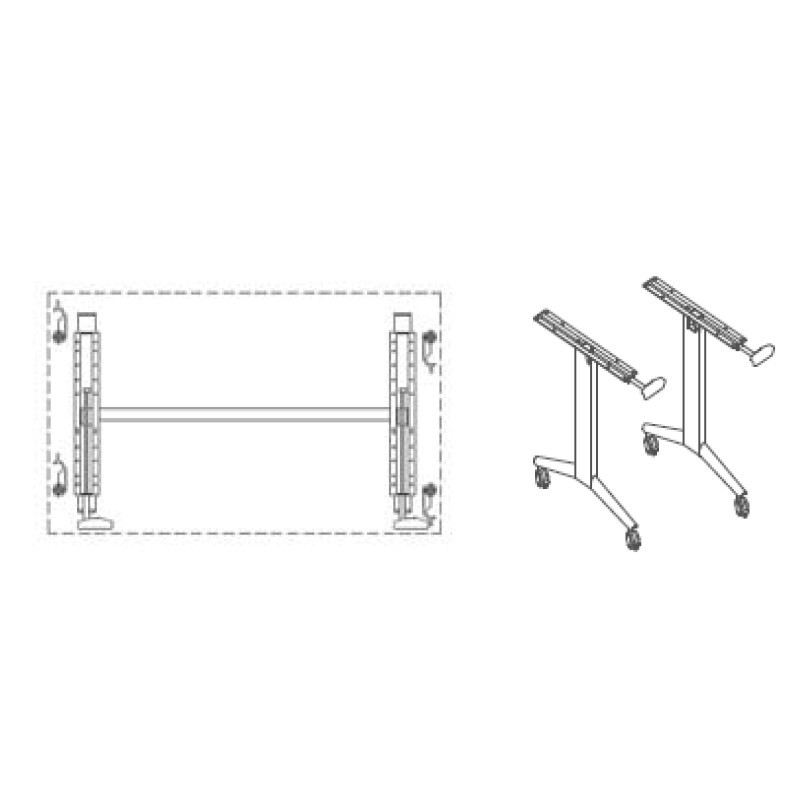 Dimensiones Mesa Abatible Plegada Serie Fedra de Ismobel para aulas de formación