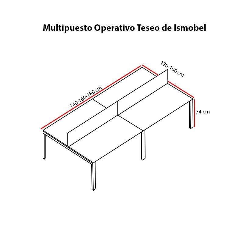 ▷ Mesa Multipuesto Teseo de Ismobel - Oficinas Montiel