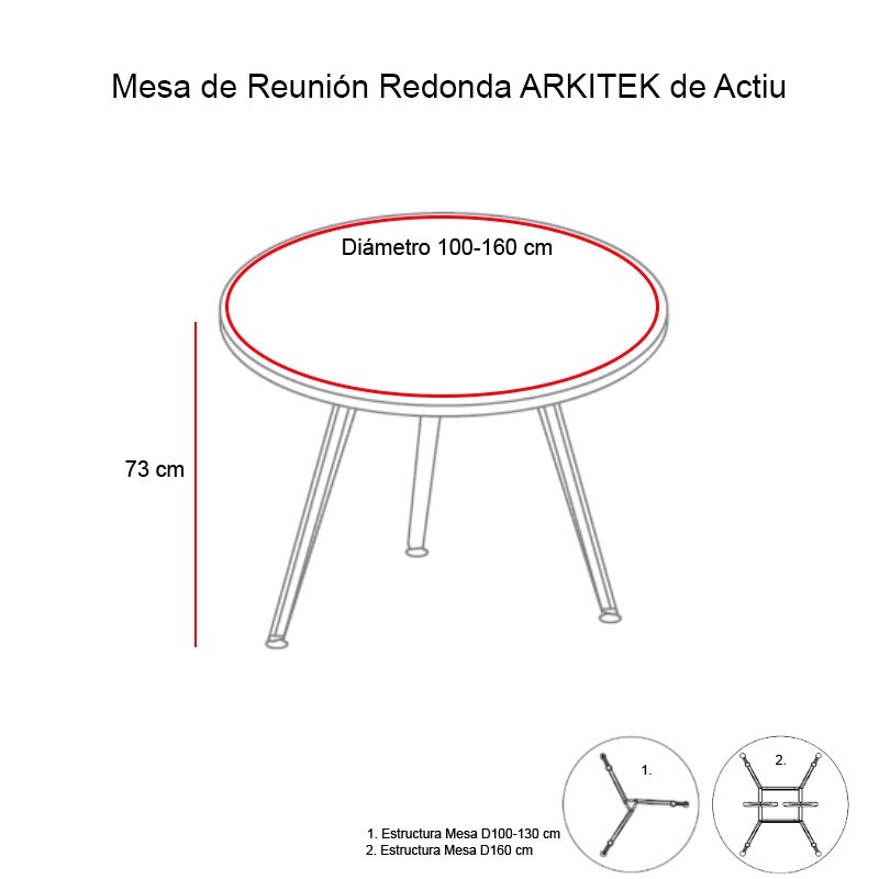 Dimensiones Mesa Reunión Redonda Arkitek de Actiu