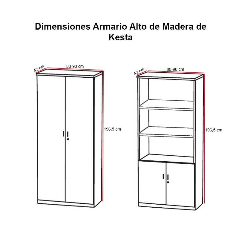 Dimensiones Armario Alto de Madera de Kesta