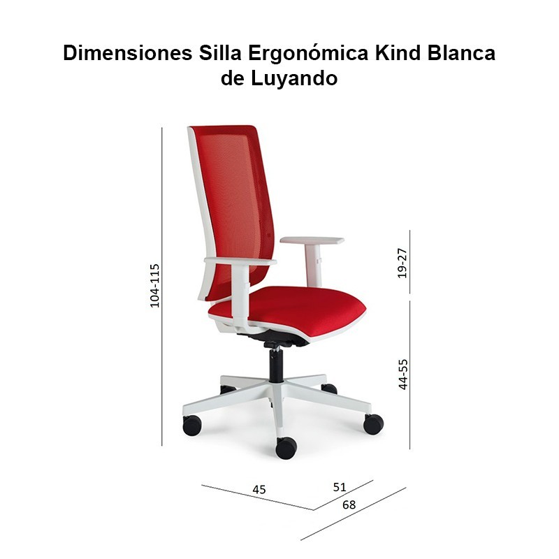 Dimensiones Silla Ergonómica Kind Blanca