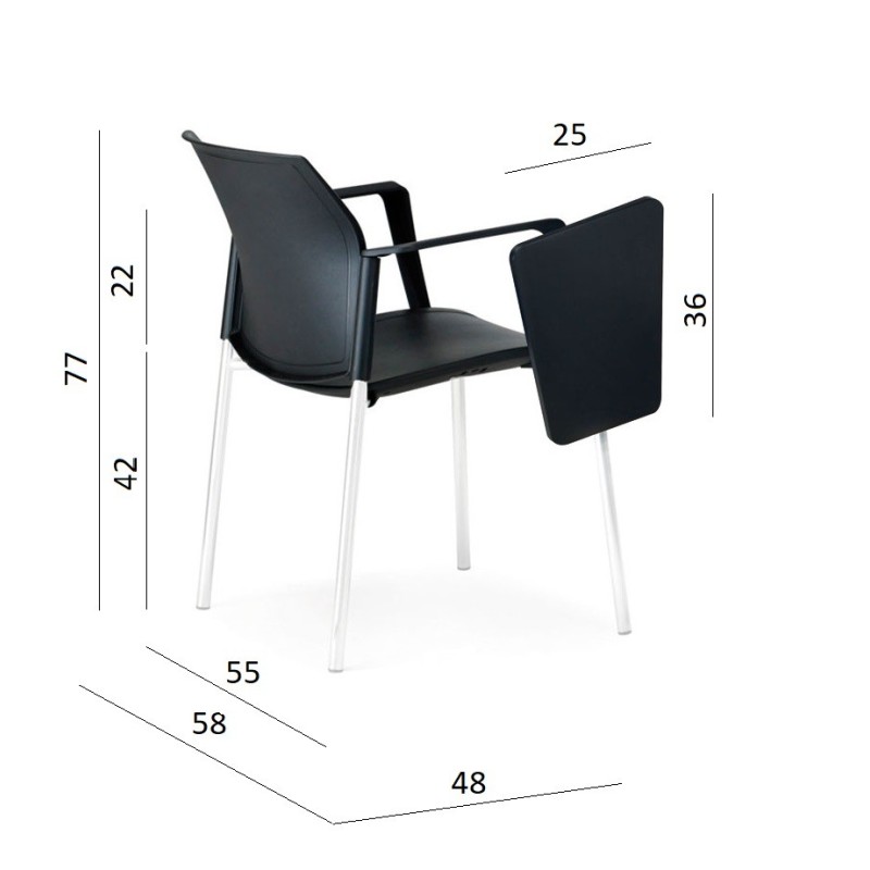 Dimensiones Silla de Visitantes LOGAN con Pala de Luyando