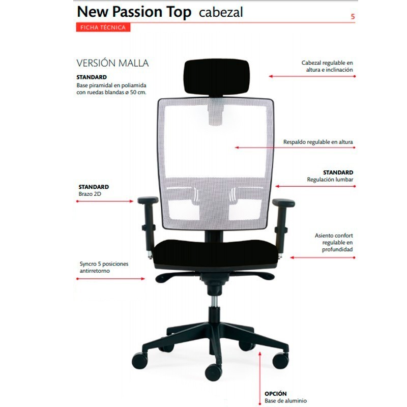 ▷ Silla Ergonómica New Passion Top de Luyando - Oficinas Montiel