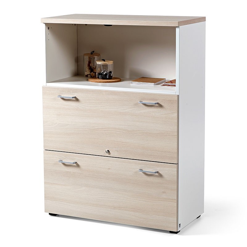 Armario 113x80 cm para Oficina Bicolor blanco-acacia