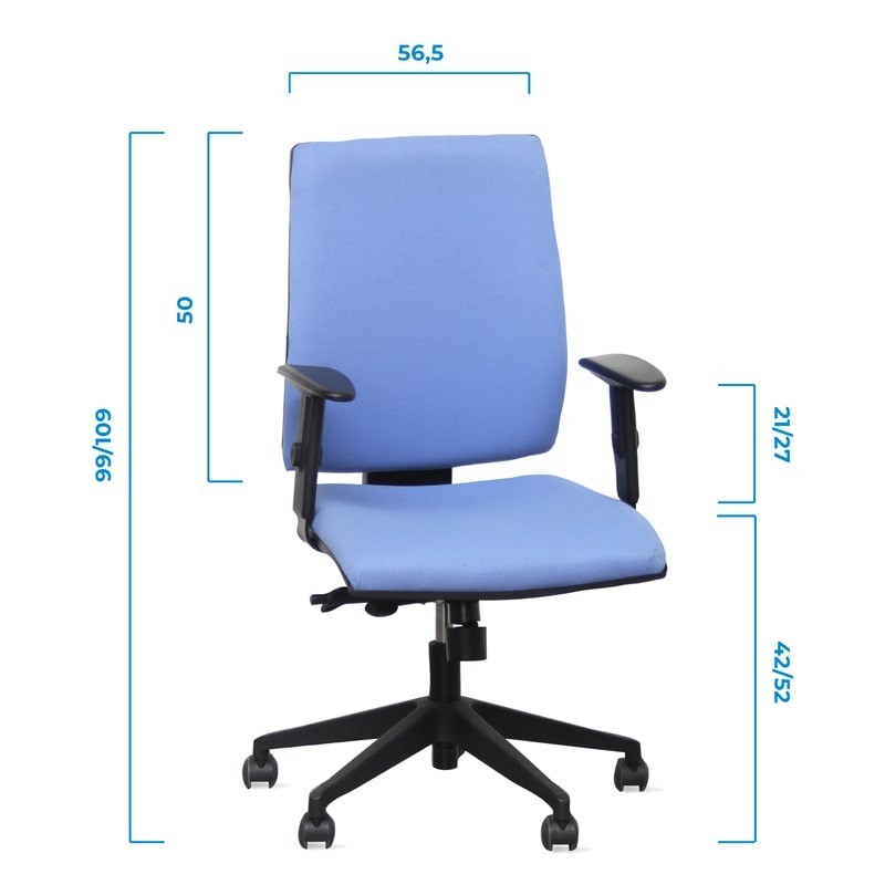 ▷ Silla Ergonómica Tapizada en Azul MM507 - Oficinas Montiel