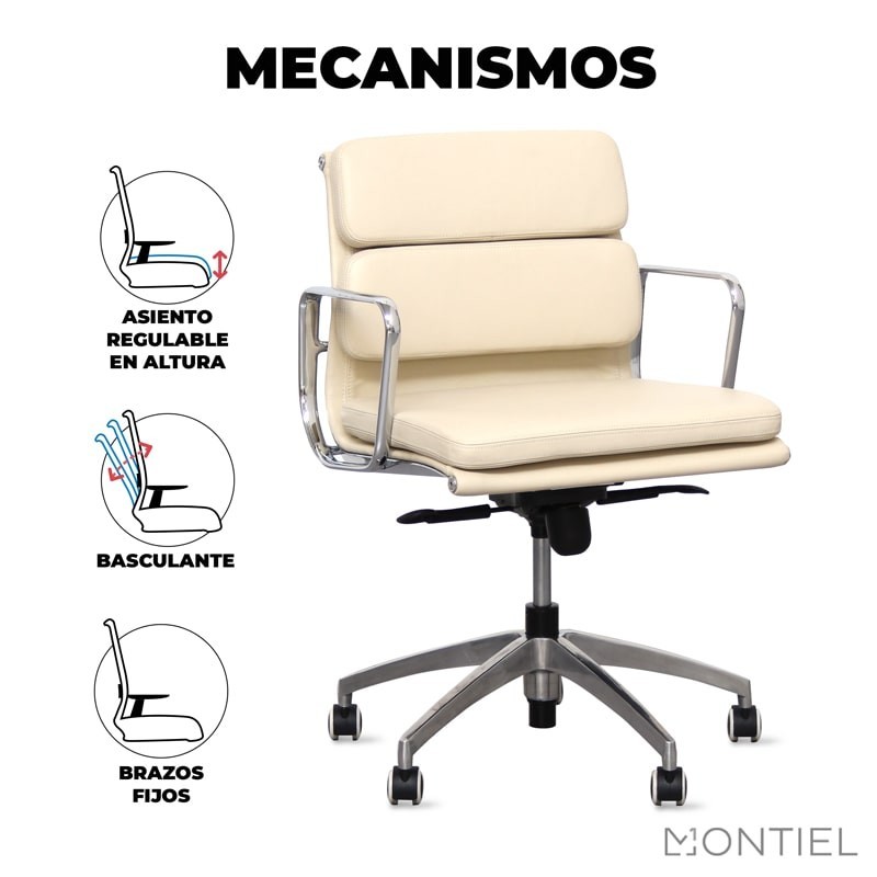▷ Silla Giratoria de Símil Piel Beige XD - Oficinas Montiel