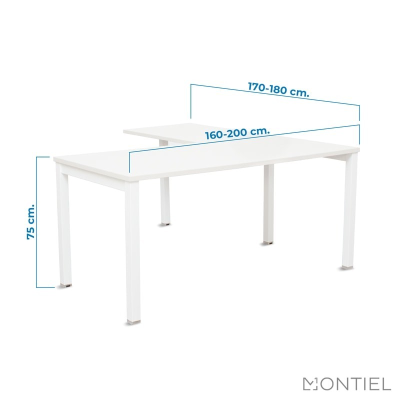 Dimensiones Escritorio en L Blanco Serie New