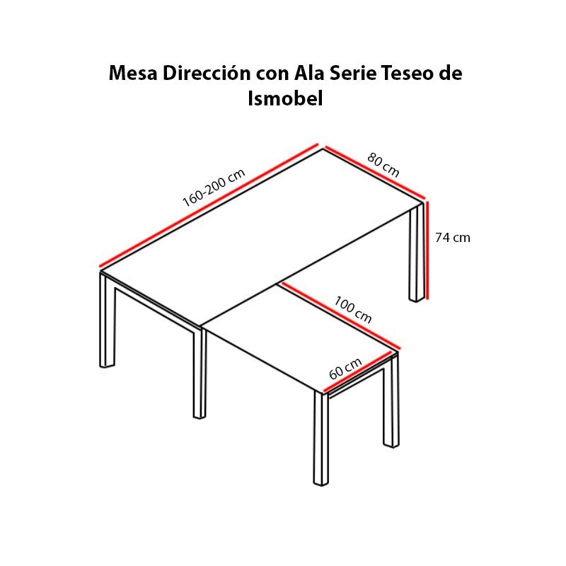 ▷ Mesa de Despacho con Ala Teseo de Ismobel - Oficinas Montiel
