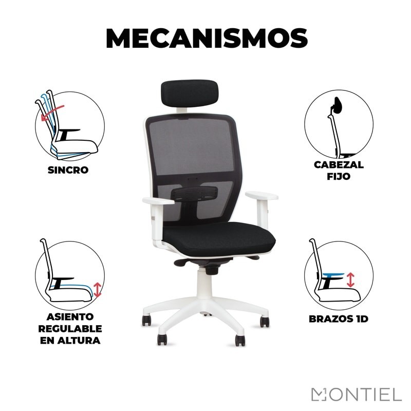 ▷ Silla Ergonómica Alice Black Respaldo Malla - Oficinas Montiel