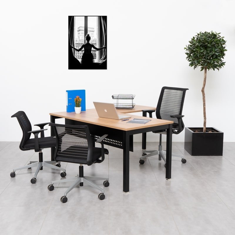 Mesa de Dirección Nogal con Ala Basic de Kunna - Montiel