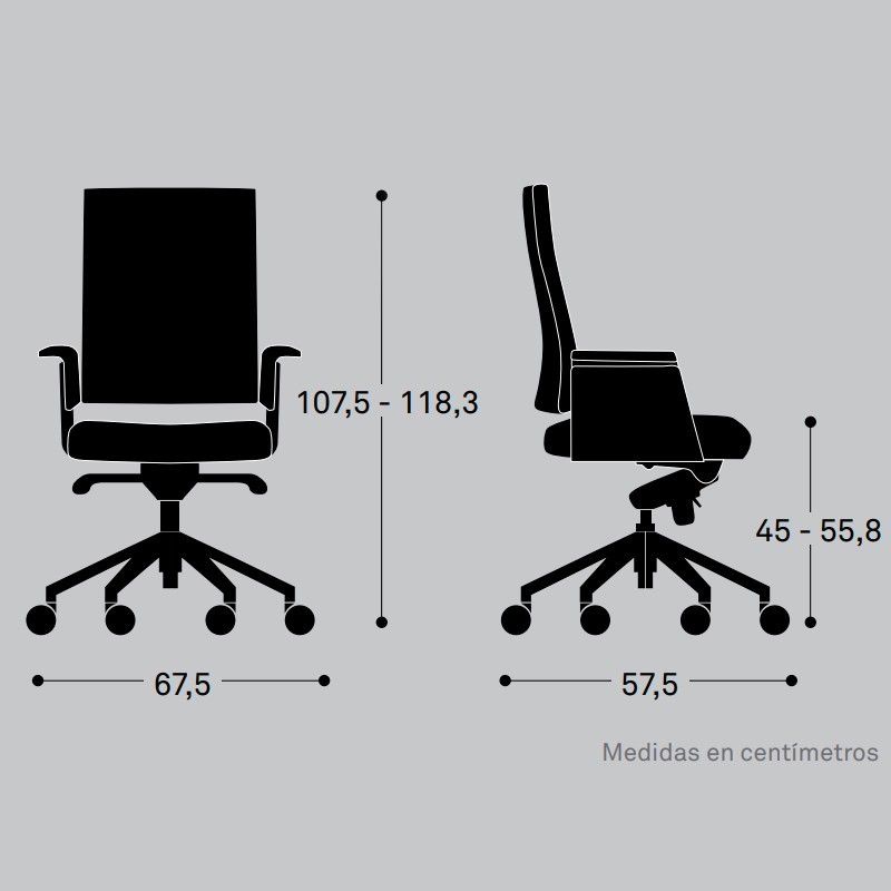 Dimensiones Sillón Oficina Piel Garbo