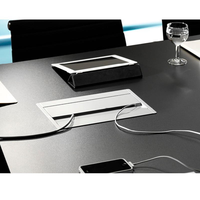 ▷ Pasacables Rectangular 4 enchufes Schuko Conference - Montiel