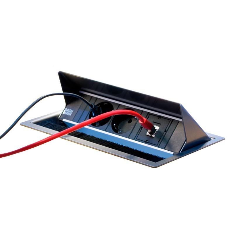 ▷ Pasacables Metálico 4 enchufes Schuko Conference - Montiel