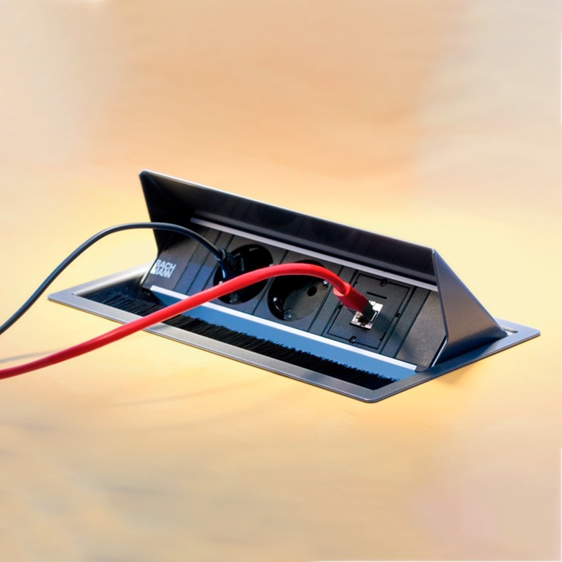 ▷ Pasacables Metálico 4 enchufes Schuko Conference - Montiel