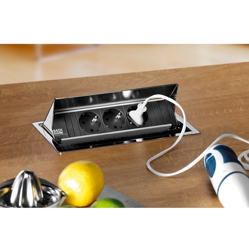 ▷ Pasacables Metálico 4 enchufes Schuko Conference - Montiel